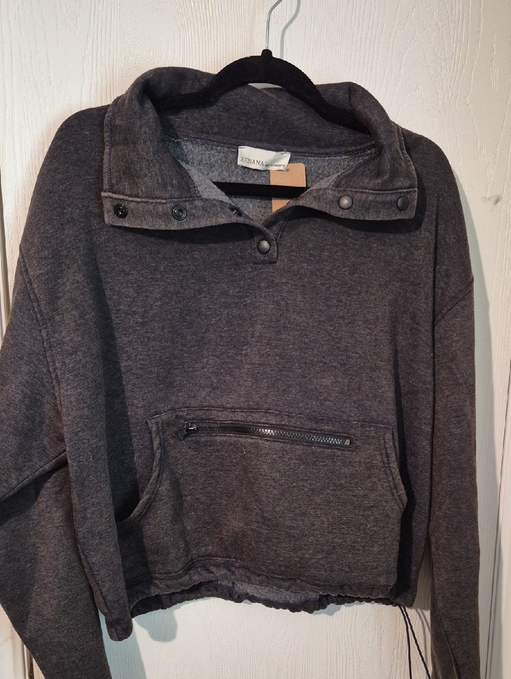 Zenana Outfitters Charcoal Gray Pullover Sweatshirt